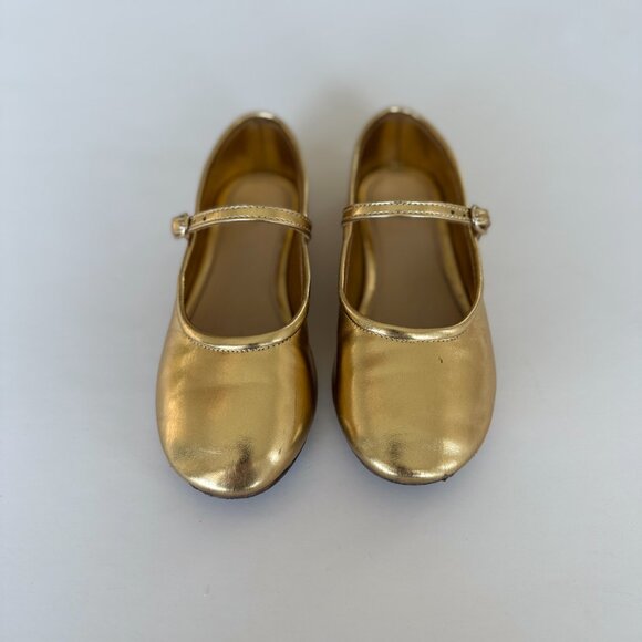 Zara Girls Gold Metallic Ballet Flats – Size 12 (EU 29) - Picture 2 of 8